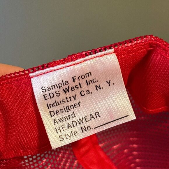 Vintage TAG Sample Red Mesh Trucker Snapback Hat - Picture 7 of 8